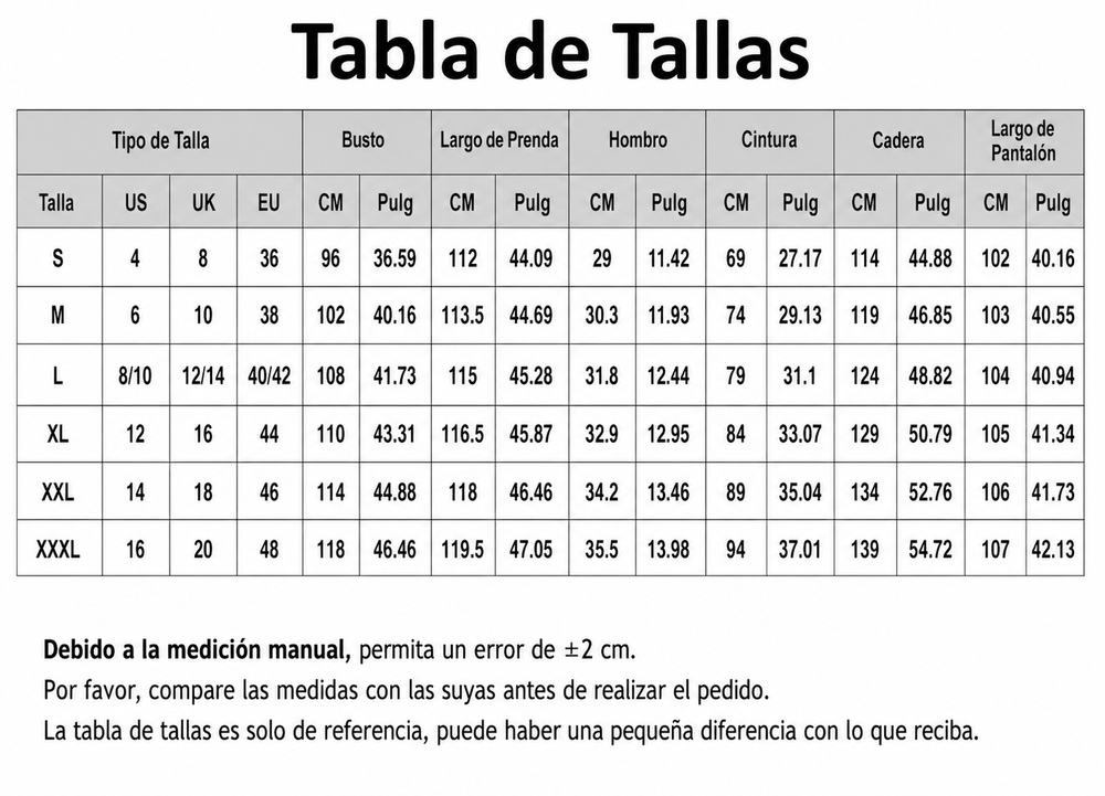 Guía de tallas